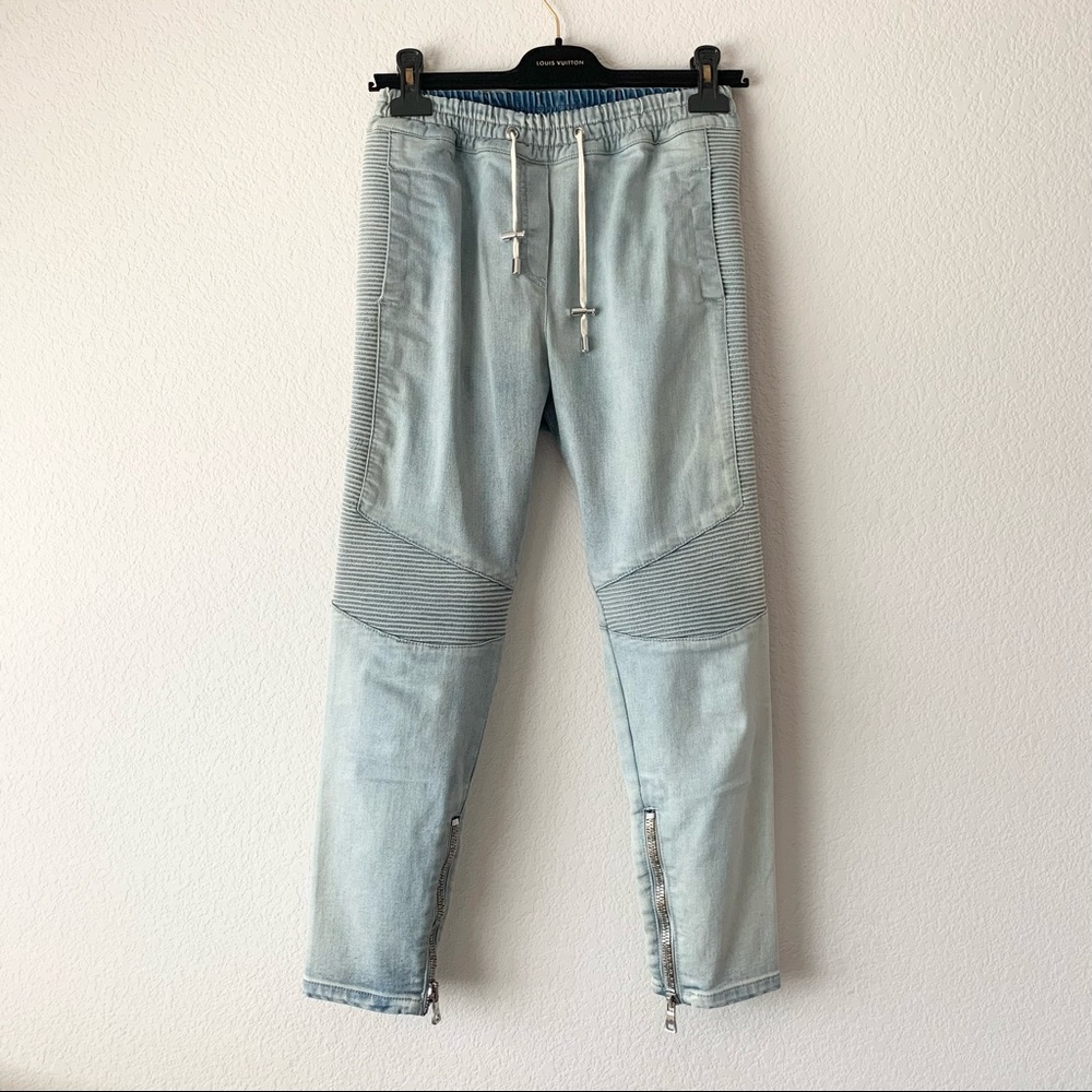 Balmain ribbed denim joggers